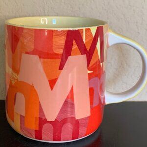 ANTHROPOLOGIE red Lottie alphabet M monogram coffee mug